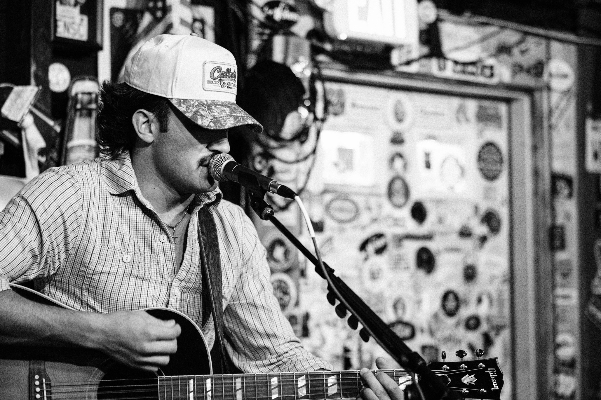 Anthony Calla - Acoustic Performance Close-Up in Black and White