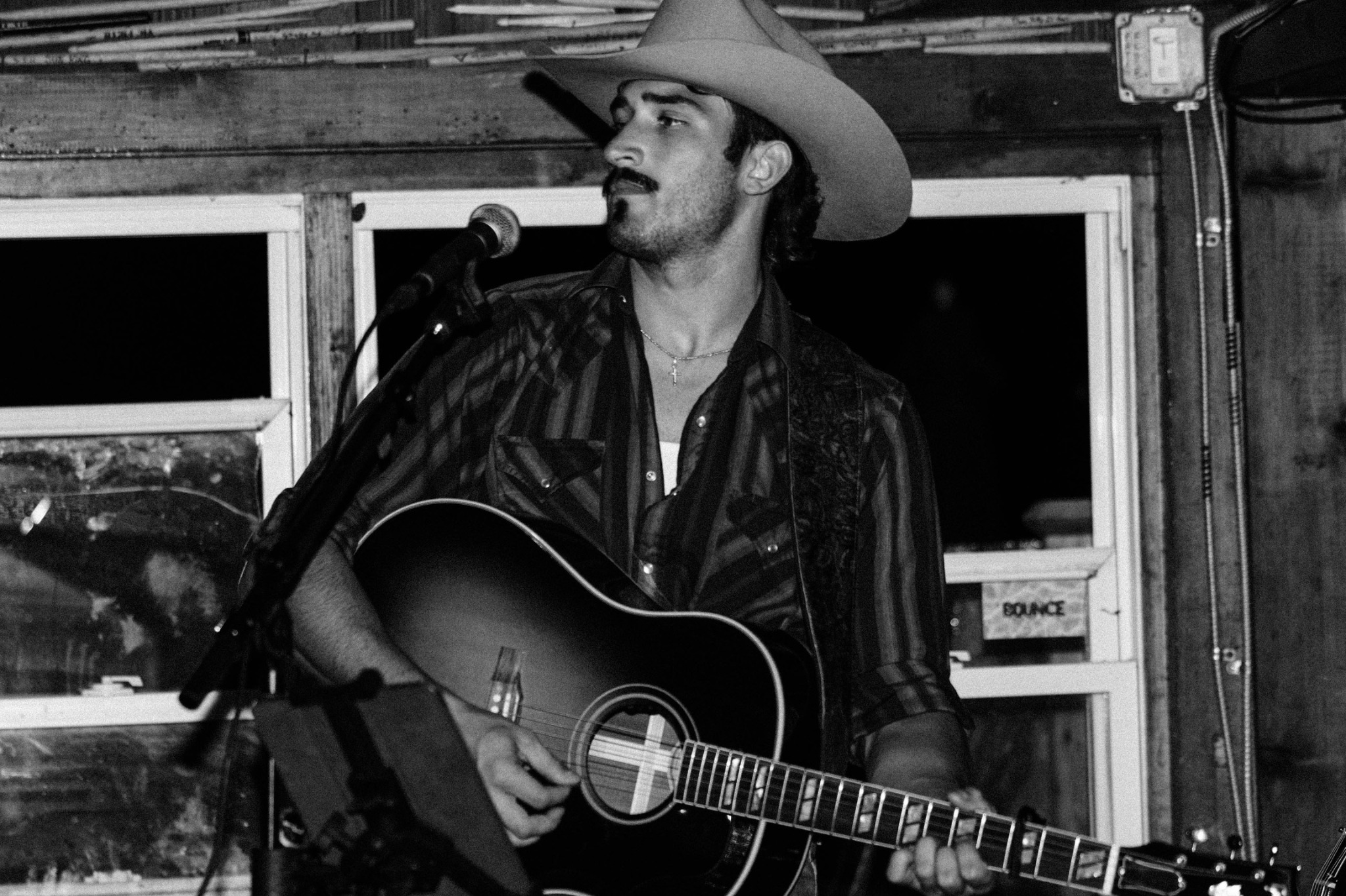 Anthony Calla - Cowboy Hat Portrait in Black and White